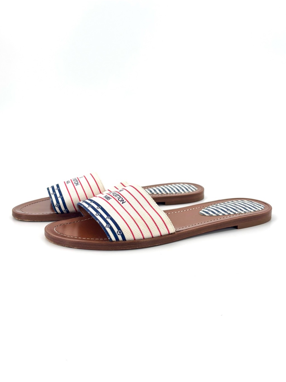 Louis Vuitton Canvas Escale Lock It Mule Flats Slip On Sandals 37